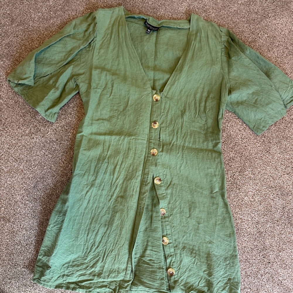 Topshop Olive Button-Down mini dress